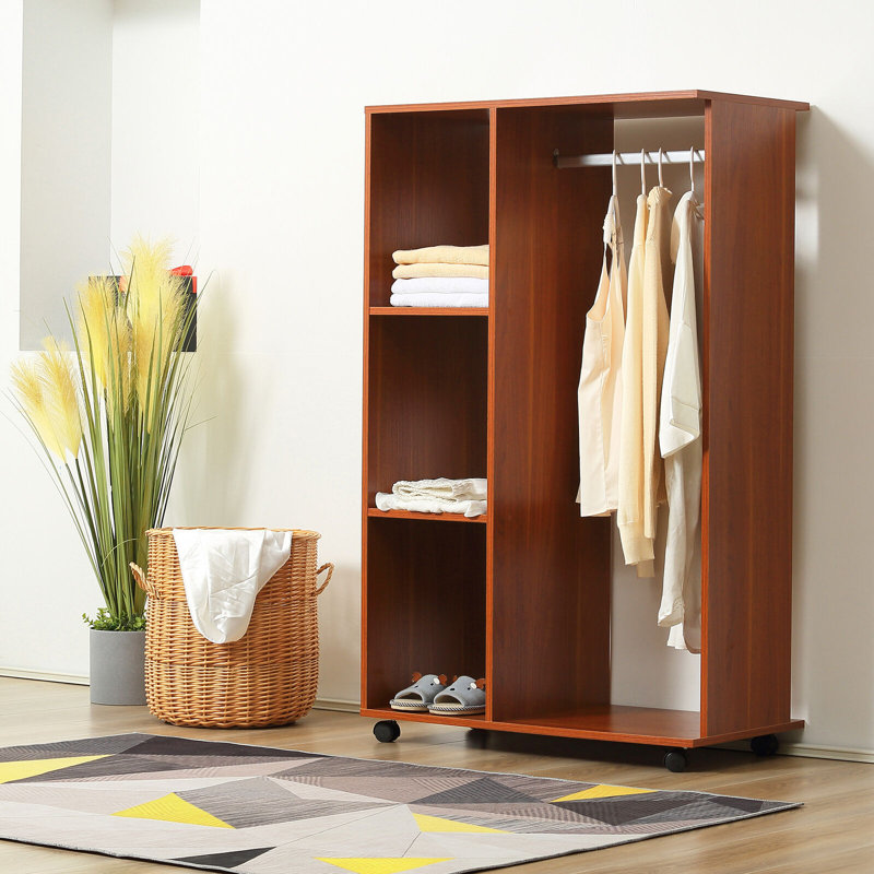 NORTHWEST NAPKIN LLC Single Mobile Open Wardrobe Storage Shelves Organizer With Clothes Hanging Rail Wayfair